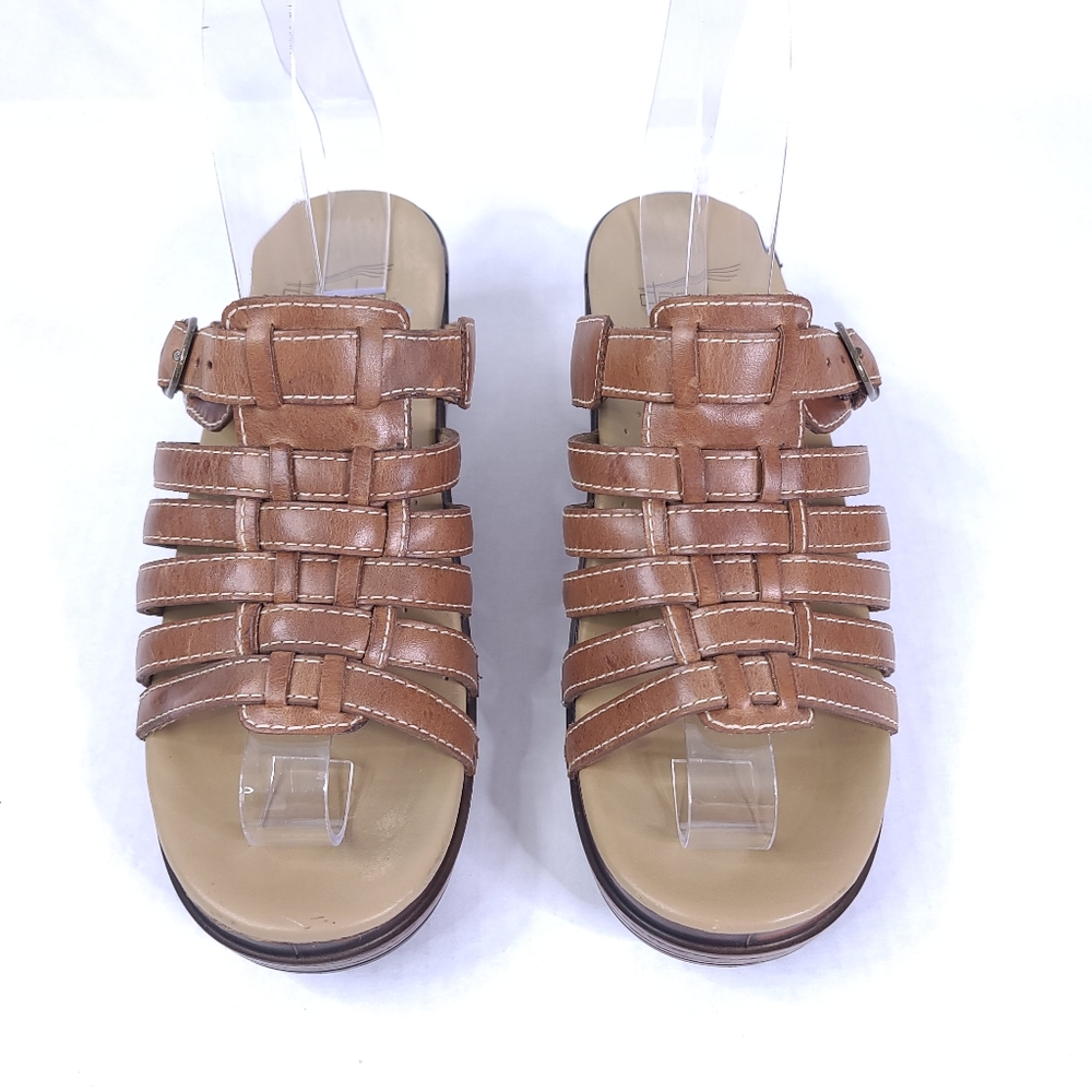 Dansko Brown Strappy Leather Adjustable Slip On Open Toe Platform Clog Sandal 37 - Picture 2 of 11